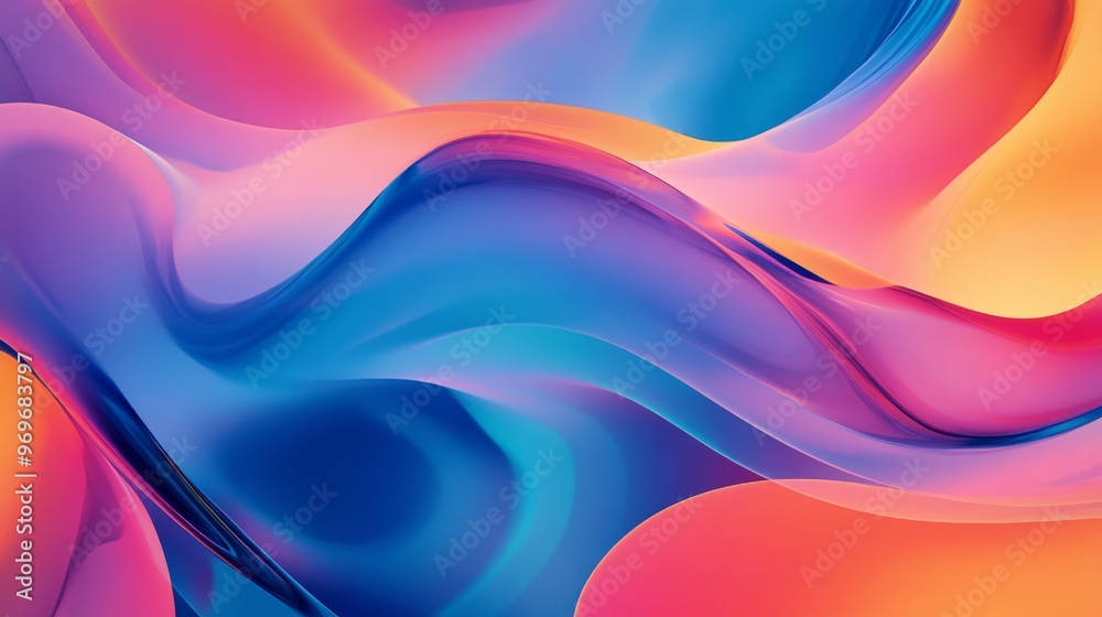 Fototapete detailed view of a digital graphic with overlapping shapes and vibrant colors, creating a sense of d