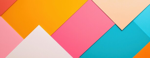 Bright and colorful geometric patterns formed by layered paper in vibrant hues, perfect for creative projects and backgrounds.