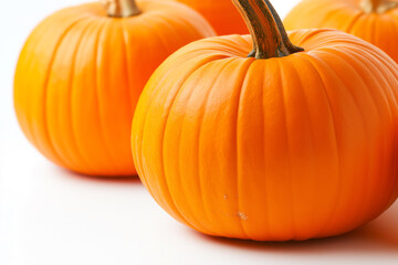 close up pumpkins isolated on white background