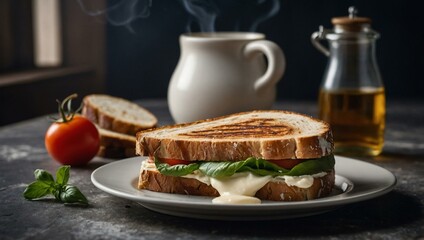 Grilled sandwich with cream cheese, ready for serving.