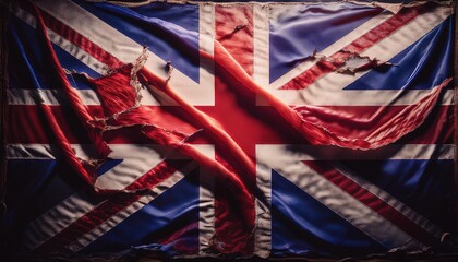 Tattered British Flag with Torn Edges