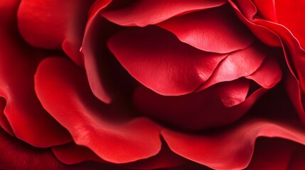 Fototapeta premium A close-up of a red rose in full bloom, showcasing intricate petal details and textures, with ample copy space for text