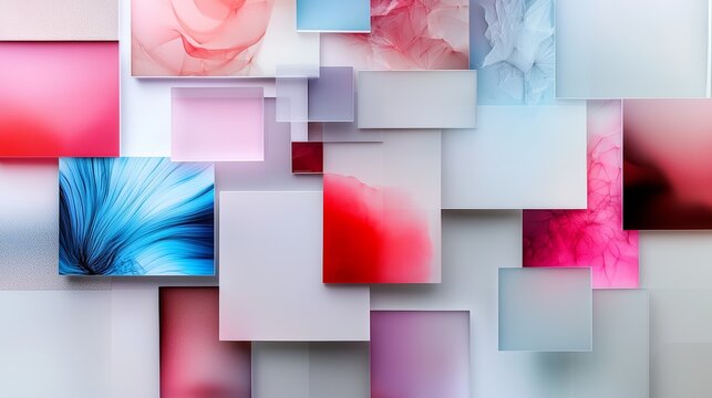 A portfolio website collage with glassmorphic project cards, testimonials, and service sections over a clean, blurred background