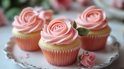 Bridgerton rose-shaped cupcakes