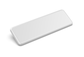 Rectangular blank badge pin brooch. Realistic 3d illustration isolated on white background.