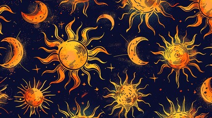 Sun pattern seamless wallpaper