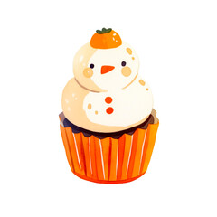 Watercolor Christmas Cupcake, transparent PNG.