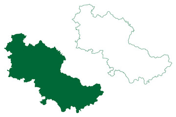Dindori district (Madhya Pradesh State, Jabalpur division, Republic of India) map vector illustration, scribble sketch Ramgarh map