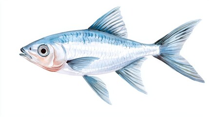 Obraz premium A detailed illustration of a fish showcasing its unique features, colors, and anatomy against a white background.