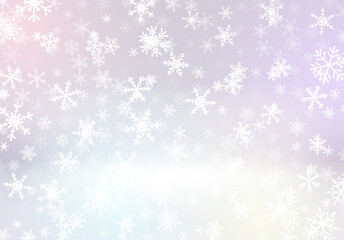 Christmas background with snow falling on the blurred background. Snowflakes, soaring on the soft background