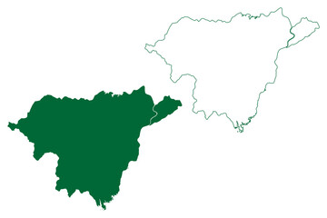 Fototapeta premium Dungarpur district (Rajasthan State, Republic of India) map vector illustration, scribble sketch Dungarpur map