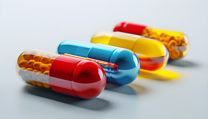 Color Dietary Supplements in Spoon, Vitamin Capsules Mix, Mineral Pills, Healthy Multivitamin Capsule, Naturopathy Concept, Nutritional Tablets