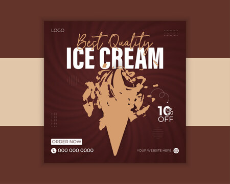Special delicious Ice cream shop Food menu social media post design template