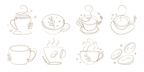 Aesthetic Coffee Monoline Art set