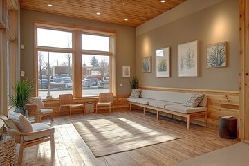Cozy and Welcoming Community Health Clinic with Natural Decor and Inviting Atmosphere