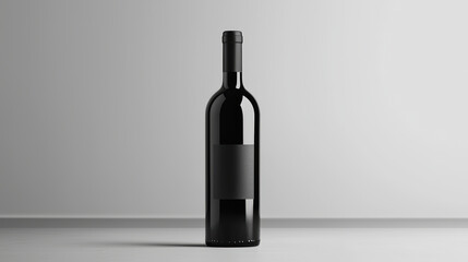 Modern wine packaging design featuring sleek black bottle with minimalist label, perfect for showcasing elegance and sophistication