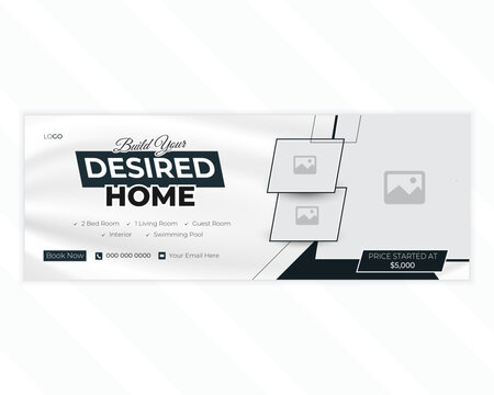 Corporate home interior design or house interior facebook cover design
