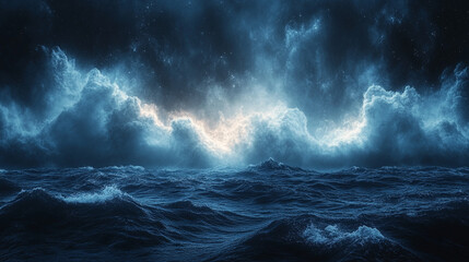 Fototapeta premium Abstract digital blue wallpaper showcasing technological innovation. The image features futuristic design elements with a blend of light and dark tones, symbolizing advanced tech and creativity