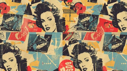 Obraz premium vintage poster pattern wallpaper