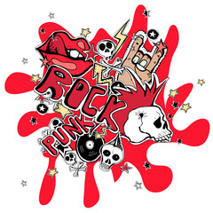 Punk rock sticker isolated on transparent background