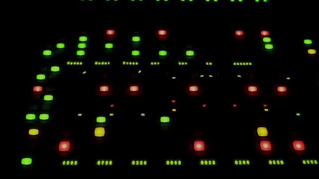 A blinking light of a button knob area was running of a sound mixer panel control.