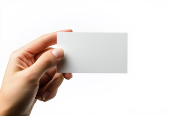 Obraz premium Person Holding a Small Blank Card, Perfect for Branding