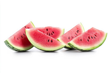 Juicy Watermelon Slices on White Background