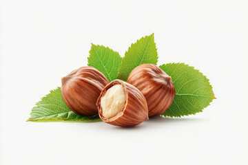 Hazelnuts with Leaves, A Healthy and Natural Combination
