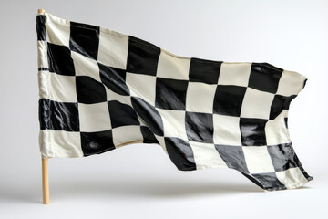 Checkered Racing Flag Displayed on White
