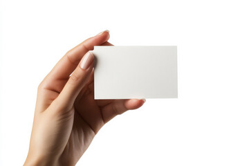 Obraz premium Hand Holding a Small Blank White Paper Card for Your Message