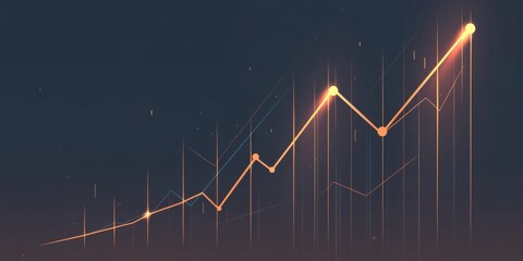 Fototapeta premium Minimalistic Line Graph with Upward Trend on Dark Gray Background