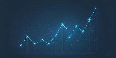 Fototapeta premium Minimalistic Line Graph with Upward Trend on Dark Gray Background