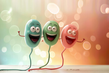 Fototapeta premium Cheerful Sperm Cartoon Faces: Full of Life and Laughter