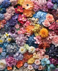 A vibrant arrangement of colorful flowers in full bloom at a garden