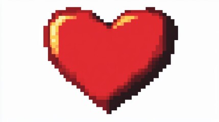 Fototapeta premium Bright red pixelated heart icon. Perfect for digital designs, retro video game themes, and expressing love in a fun, nostalgic style.