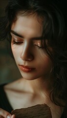 Nostalgic Close-Up of Woman Holding Faded Love Letter, Symbolizing Memories and Dreams
