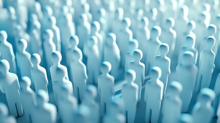 Fototapeta premium A Crowd of Abstract Blue Human Figures