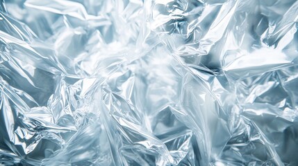Obraz premium Crumpled and shiny plastic sheets create an abstract composition, reflecting light and showcasing intricate textures in a vivid interplay