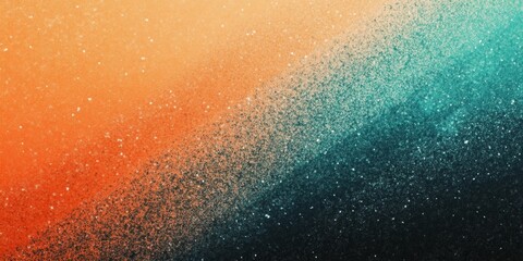 Vibrant abstract gradient background featuring orange, teal, and black hues with a retro aesthetic