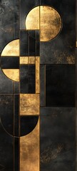 13. Art Deco-inspired tiles with gold and black geometric shapes for a vintage glam effect