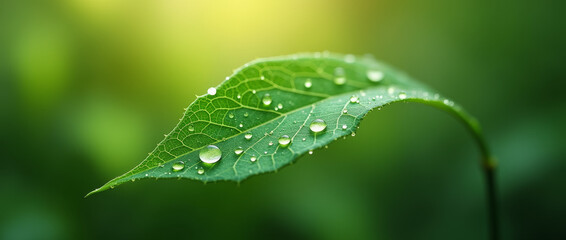 Fototapeta premium frische grüne Blätter mit Wassertropfen