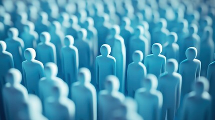 Fototapeta premium A Crowd of Blue Silhouettes with One in Focus