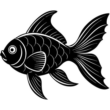 recommend clip art: silhouette of goldfish vector black illustration on white background