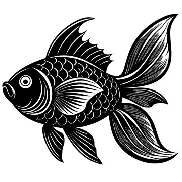 recommend clip art: silhouette of goldfish vector black illustration on white background