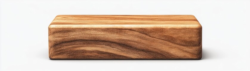 A beautiful, smooth wooden block featuring unique grain patterns, perfect for display or use in artisanal projects. 3D