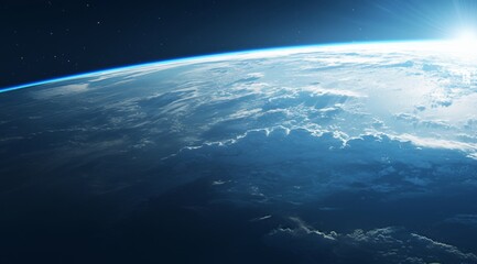 Fototapeta premium Satellite View of Earth Showing Atmosphere, Oceans, and Continents. Close-Up of China and India with Empty Ocean In-Between. Symbolizing Global Environmental Challenges and Earth's Diversity.