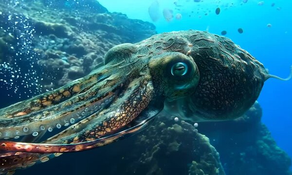 Mysterious giant squid lurking in the depths, Video