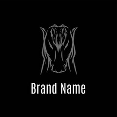 Horse head logo vector outline style illustration