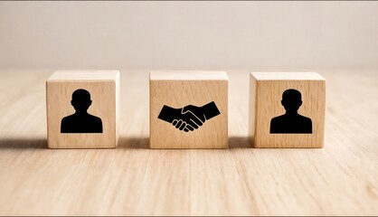 Dados con el icono de personas y saludo de manos, representa el cierre de un trato, o un acuerdo. 