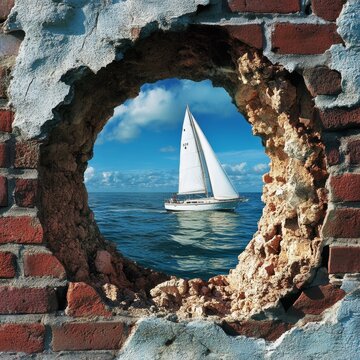 Sailing Through a Brick Wall s Anamorphic Aperture A Captivating Seascape Illusion